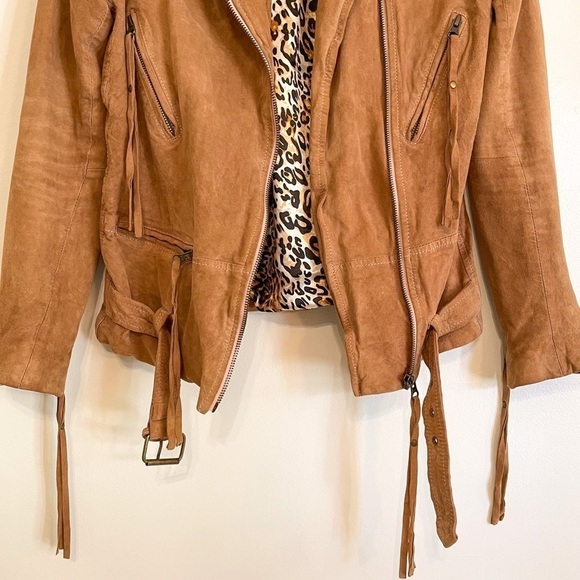 Sara Berman Tan Suede Moto Biker Jacket XS - Picture 11 of 16